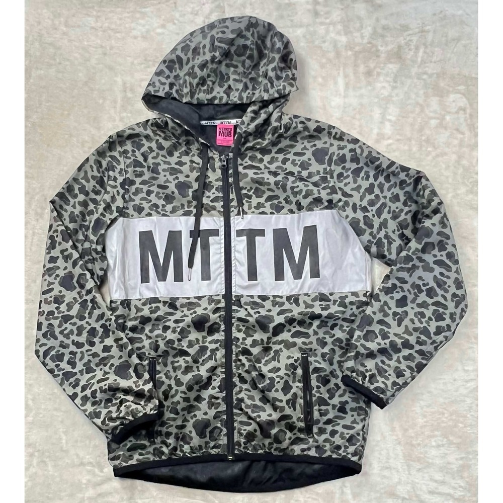 Married To The Mob MTTM Leopard Print Windbreaker Jacket Grey White Small